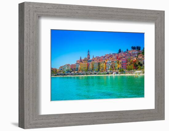 Skyline of Menton, Alpes-Maritimes, Cote D'Azur, Provence, French Riviera-Laura Grier-Framed Photographic Print