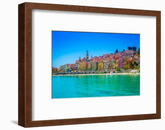 Skyline of Menton, Alpes-Maritimes, Cote D'Azur, Provence, French Riviera-Laura Grier-Framed Photographic Print