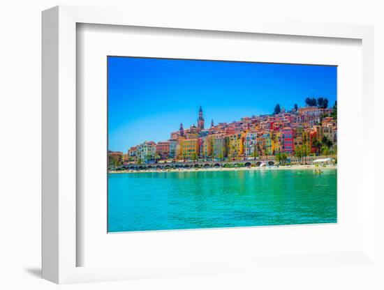 Skyline of Menton, Alpes-Maritimes, Cote D'Azur, Provence, French Riviera-Laura Grier-Framed Photographic Print