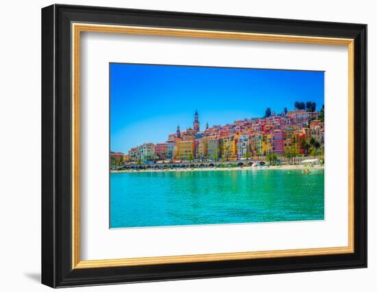Skyline of Menton, Alpes-Maritimes, Cote D'Azur, Provence, French Riviera-Laura Grier-Framed Photographic Print