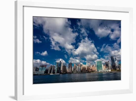 Skyline of Midtown Manhattan seen from the East River showing the Chrysler Building and the Unit...-null-Framed Photographic Print