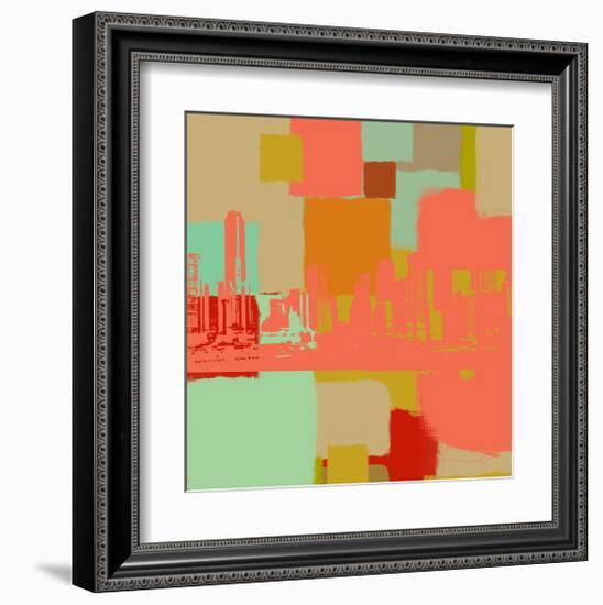 Skyline of Modern City-Yashna-Framed Art Print