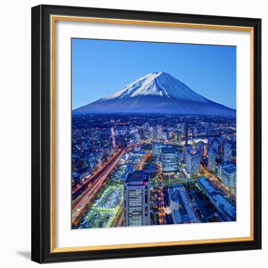 Skyline of Mt. Fuji and Yokohama, Japan.-SeanPavonePhoto-Framed Photographic Print