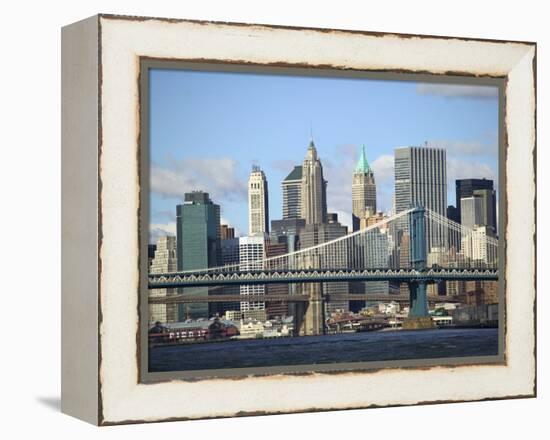 Skyline of New York City with East River, Manhattan and Brooklyn Bridge-Alan Schein-Framed Premier Image Canvas