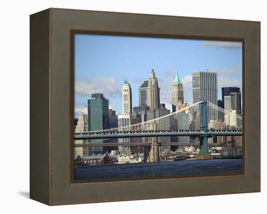 Skyline of New York City with East River, Manhattan and Brooklyn Bridge-Alan Schein-Framed Premier Image Canvas