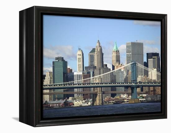 Skyline of New York City with East River, Manhattan and Brooklyn Bridge-Alan Schein-Framed Premier Image Canvas