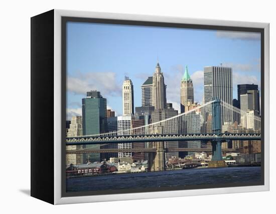 Skyline of New York City with East River, Manhattan and Brooklyn Bridge-Alan Schein-Framed Premier Image Canvas