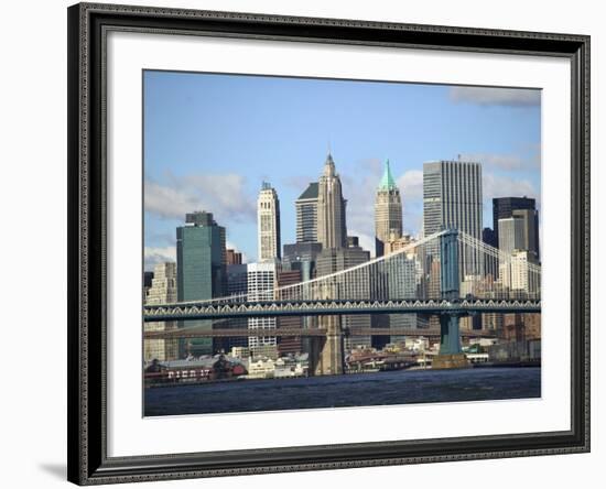 Skyline of New York City with East River, Manhattan and Brooklyn Bridge-Alan Schein-Framed Photographic Print