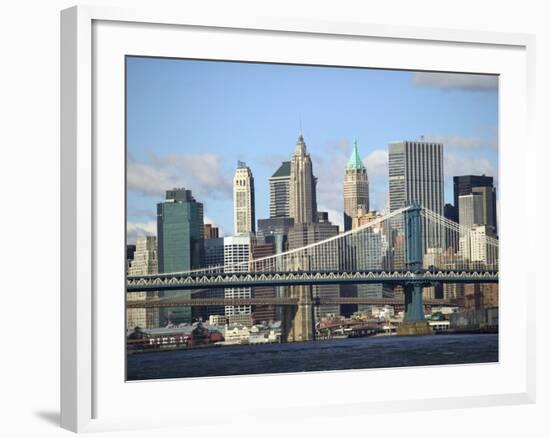 Skyline of New York City with East River, Manhattan and Brooklyn Bridge-Alan Schein-Framed Photographic Print