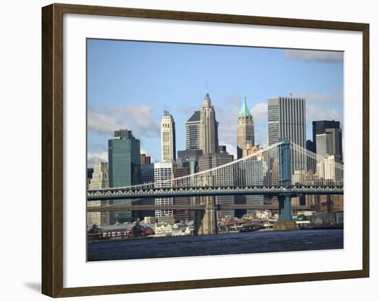 Skyline of New York City with East River, Manhattan and Brooklyn Bridge-Alan Schein-Framed Photographic Print