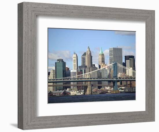 Skyline of New York City with East River, Manhattan and Brooklyn Bridge-Alan Schein-Framed Photographic Print