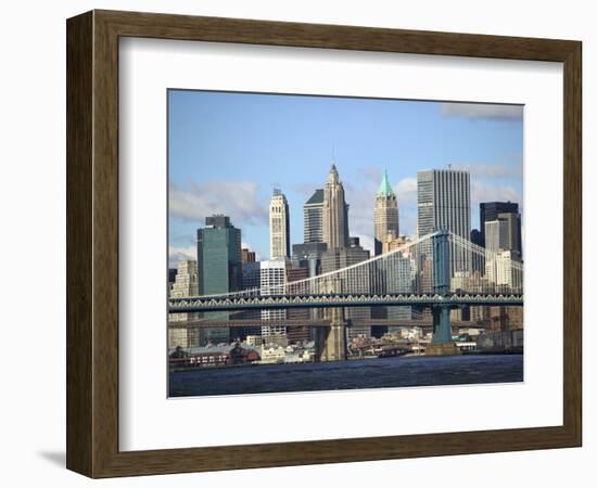 Skyline of New York City with East River, Manhattan and Brooklyn Bridge-Alan Schein-Framed Photographic Print