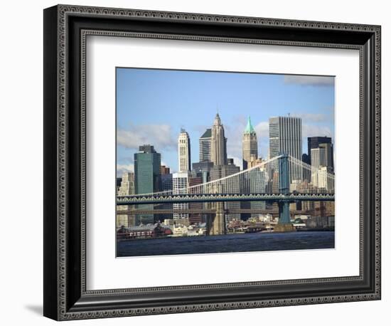 Skyline of New York City with East River, Manhattan and Brooklyn Bridge-Alan Schein-Framed Photographic Print