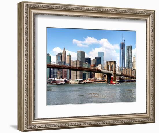 Skyline of NYC with One World Trade Center and East River, Manhattan and Brooklyn Bridge, US-Philippe Hugonnard-Framed Photographic Print