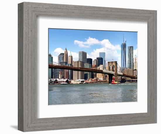 Skyline of NYC with One World Trade Center and East River, Manhattan and Brooklyn Bridge, US-Philippe Hugonnard-Framed Photographic Print