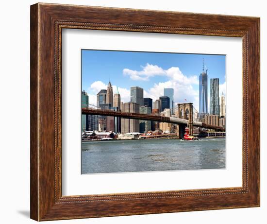 Skyline of NYC with One World Trade Center and East River, Manhattan and Brooklyn Bridge, US-Philippe Hugonnard-Framed Photographic Print