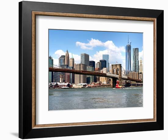 Skyline of NYC with One World Trade Center and East River, Manhattan and Brooklyn Bridge, US-Philippe Hugonnard-Framed Photographic Print