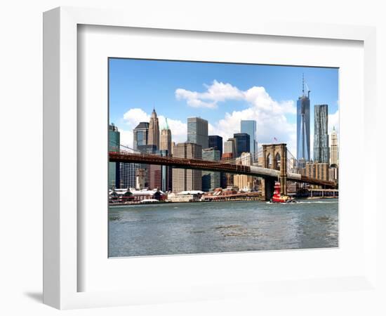 Skyline of NYC with One World Trade Center and East River, Manhattan and Brooklyn Bridge, US-Philippe Hugonnard-Framed Photographic Print