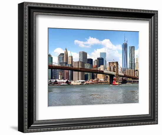 Skyline of NYC with One World Trade Center and East River, Manhattan and Brooklyn Bridge, US-Philippe Hugonnard-Framed Photographic Print