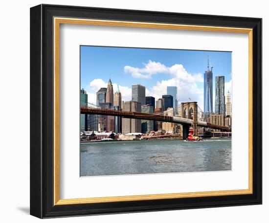 Skyline of NYC with One World Trade Center and East River, Manhattan and Brooklyn Bridge, US-Philippe Hugonnard-Framed Photographic Print