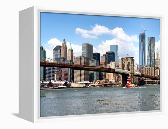 Skyline of NYC with One World Trade Center and East River, Manhattan and Brooklyn Bridge, US-Philippe Hugonnard-Framed Premier Image Canvas