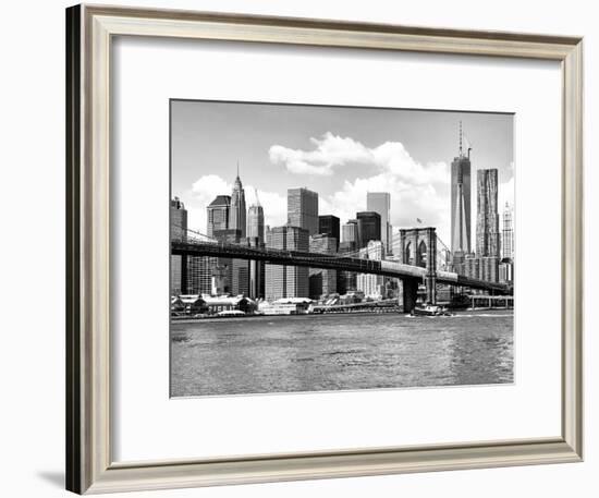 Skyline of NYC with One World Trade Center and East River, Manhattan and Brooklyn Bridge-Philippe Hugonnard-Framed Photographic Print