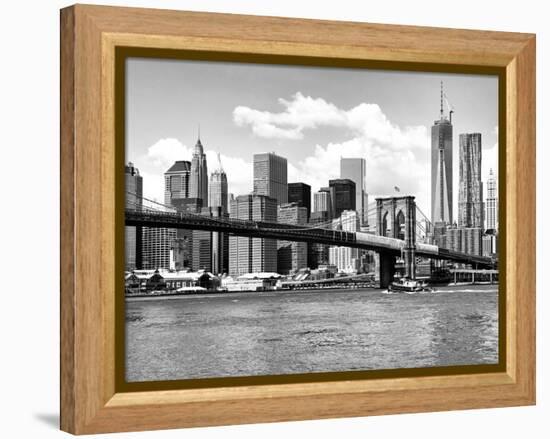 Skyline of NYC with One World Trade Center and East River, Manhattan and Brooklyn Bridge-Philippe Hugonnard-Framed Premier Image Canvas