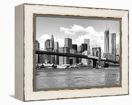 Skyline of NYC with One World Trade Center and East River, Manhattan and Brooklyn Bridge-Philippe Hugonnard-Framed Premier Image Canvas