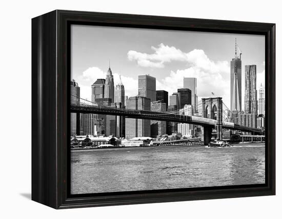 Skyline of NYC with One World Trade Center and East River, Manhattan and Brooklyn Bridge-Philippe Hugonnard-Framed Premier Image Canvas