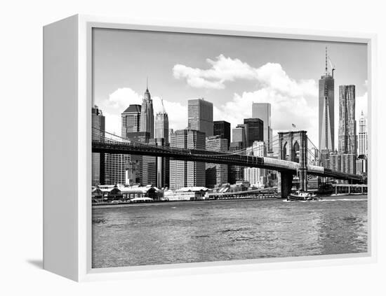 Skyline of NYC with One World Trade Center and East River, Manhattan and Brooklyn Bridge-Philippe Hugonnard-Framed Premier Image Canvas