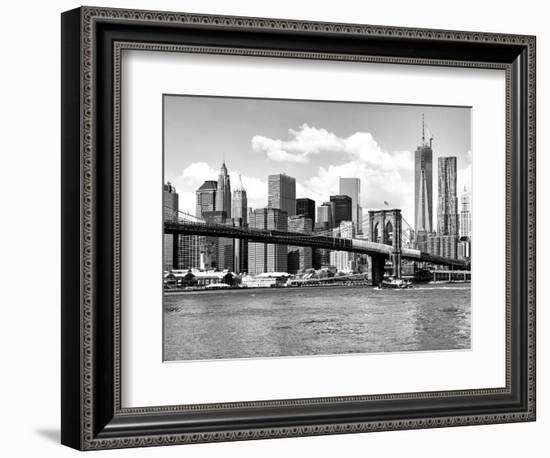 Skyline of NYC with One World Trade Center and East River, Manhattan and Brooklyn Bridge-Philippe Hugonnard-Framed Photographic Print