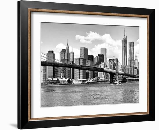 Skyline of NYC with One World Trade Center and East River, Manhattan and Brooklyn Bridge-Philippe Hugonnard-Framed Art Print