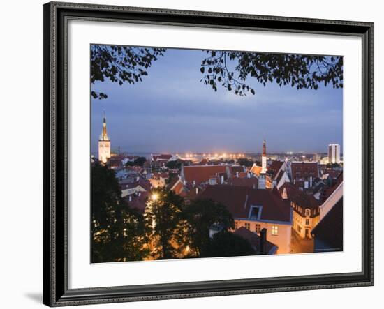 Skyline of Old Town Including St. Olav Church, Unesco World Heritage Site, Tallinn, Estonia-Christian Kober-Framed Photographic Print