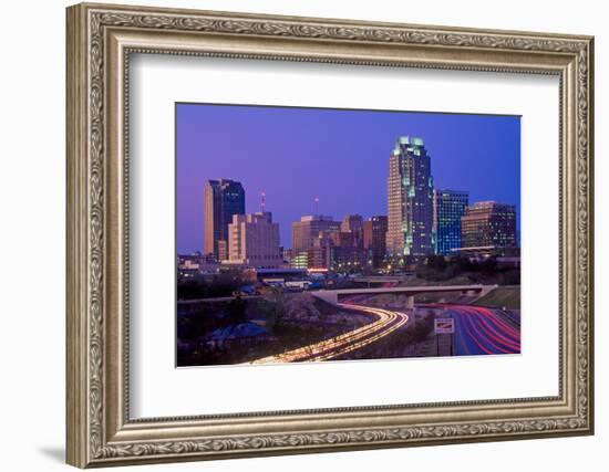 Skyline of Raleigh, NC at night-null-Framed Photographic Print