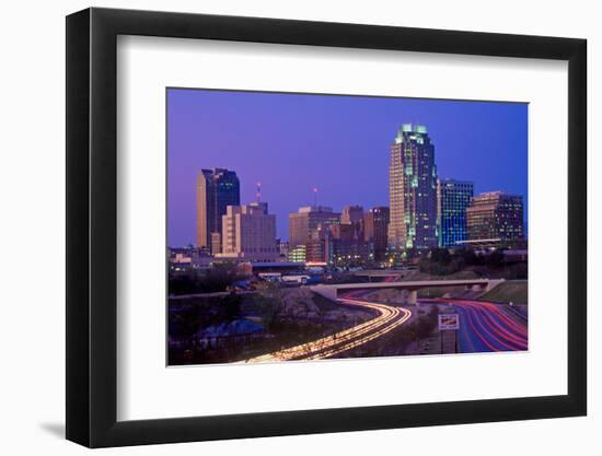 Skyline of Raleigh, NC at night-null-Framed Photographic Print