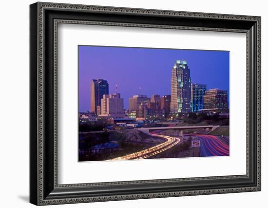 Skyline of Raleigh, NC at night-null-Framed Photographic Print