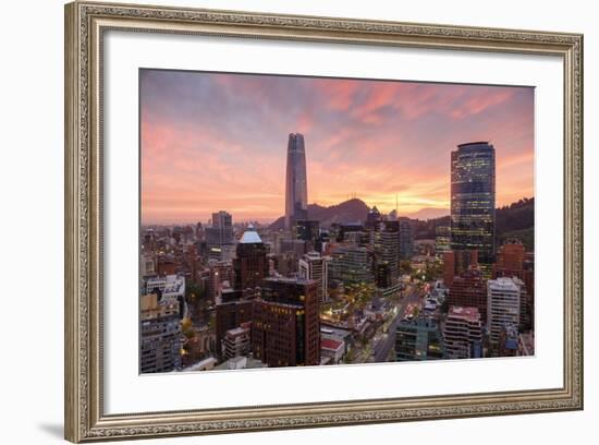 Skyline of Santiago with the Gran Torre, Santiago, Chile, South America-Yadid Levy-Framed Photographic Print