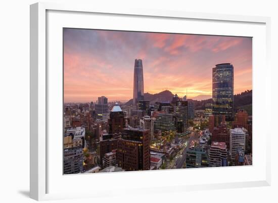 Skyline of Santiago with the Gran Torre, Santiago, Chile, South America-Yadid Levy-Framed Photographic Print