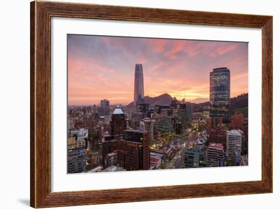 Skyline of Santiago with the Gran Torre, Santiago, Chile, South America-Yadid Levy-Framed Photographic Print