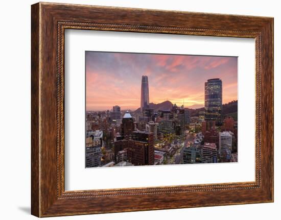 Skyline of Santiago with the Gran Torre, Santiago, Chile, South America-Yadid Levy-Framed Photographic Print