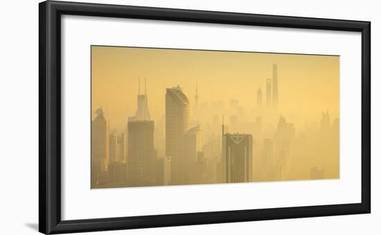 Skyline of Shanghai from Jing'An on a foggy November morning, China-Jon Arnold-Framed Photographic Print