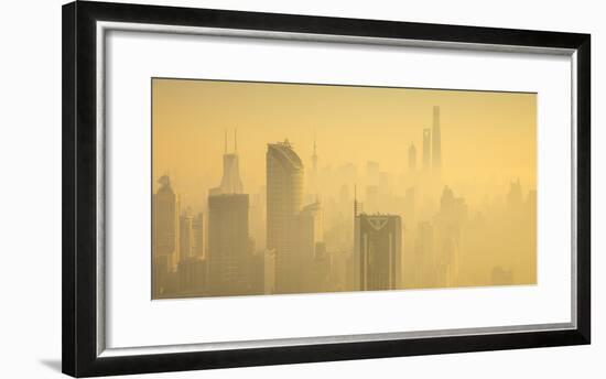 Skyline of Shanghai from Jing'An on a foggy November morning, China-Jon Arnold-Framed Photographic Print