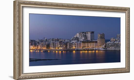 Skyline of Sliema on Malta at blue hour-enricocacciafotografie-Framed Photographic Print