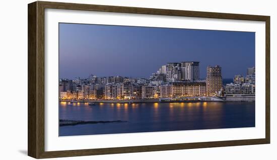 Skyline of Sliema on Malta at blue hour-enricocacciafotografie-Framed Photographic Print