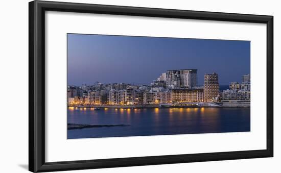 Skyline of Sliema on Malta at blue hour-enricocacciafotografie-Framed Photographic Print