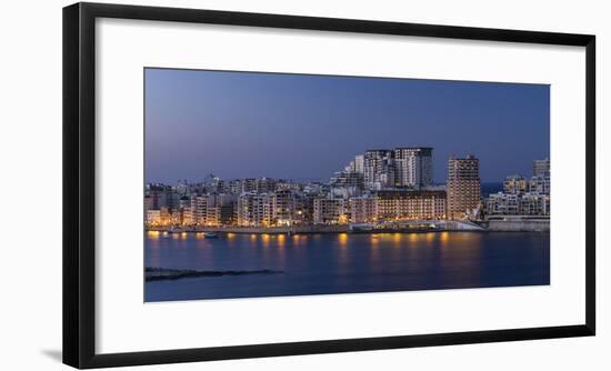 Skyline of Sliema on Malta at blue hour-enricocacciafotografie-Framed Photographic Print