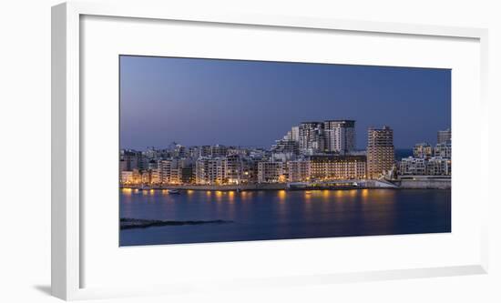 Skyline of Sliema on Malta at blue hour-enricocacciafotografie-Framed Photographic Print