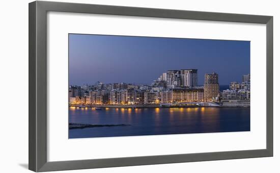 Skyline of Sliema on Malta at blue hour-enricocacciafotografie-Framed Photographic Print