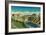 Skyline of Spokane, WA - Spokane, WA-Lantern Press-Framed Art Print