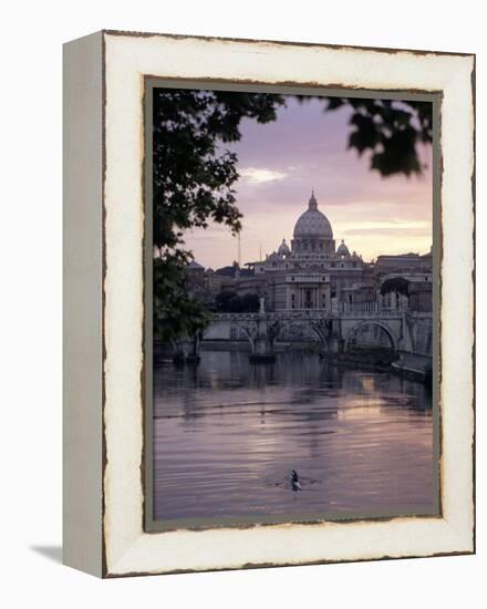 Skyline of St. Peter's from Ponte Umberto, Rome, Lazio, Italy-Adam Woolfitt-Framed Premier Image Canvas